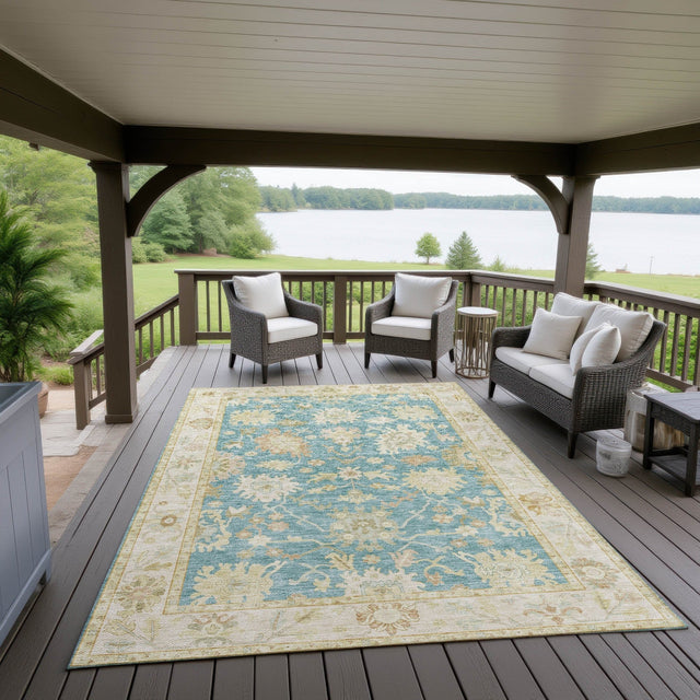 Dalyn Hatay HY2 Teal Rug outdoor lifestyle image