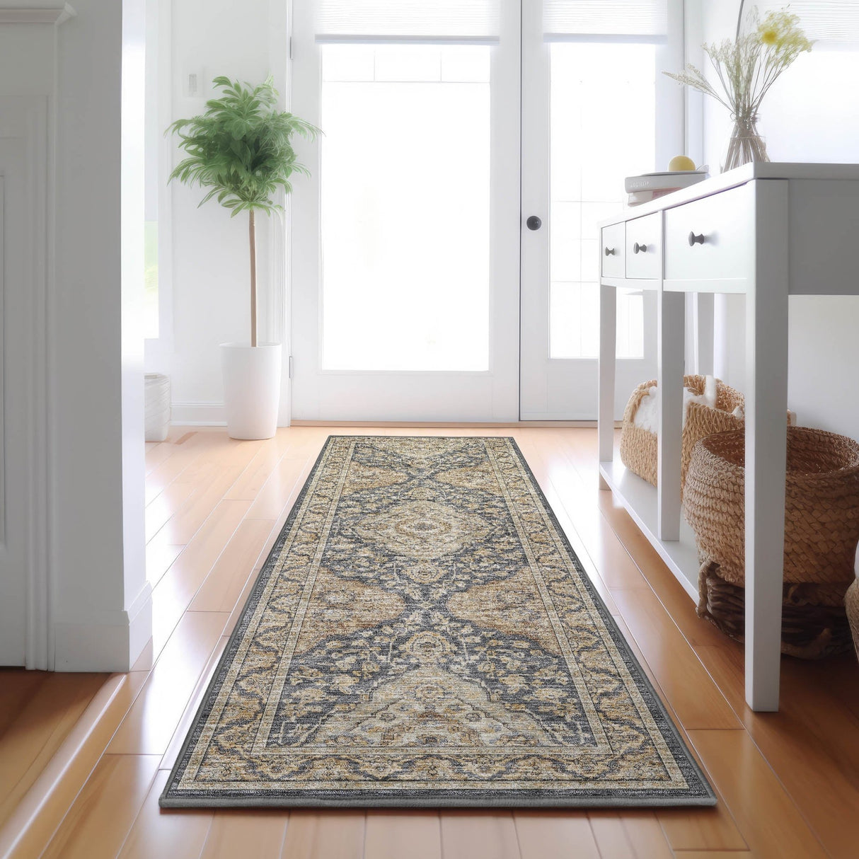 Dalyn Hatay HY3 Charcoal Rug shown in a room