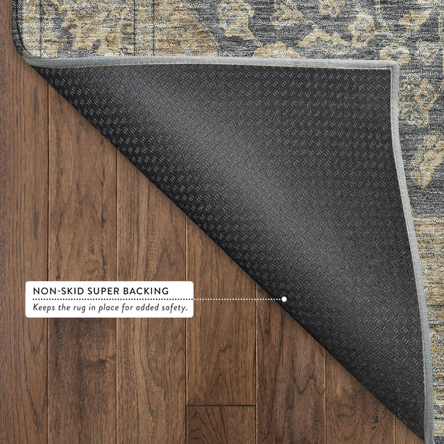 Dalyn Hatay HY3 Charcoal Rug backing detail