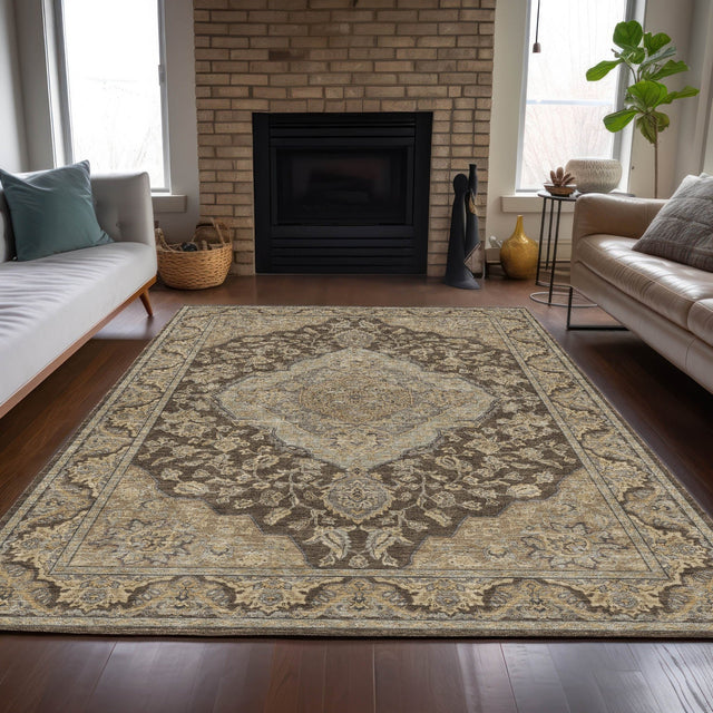 Dalyn Hatay HY3 Chocolate Rug shown in a room