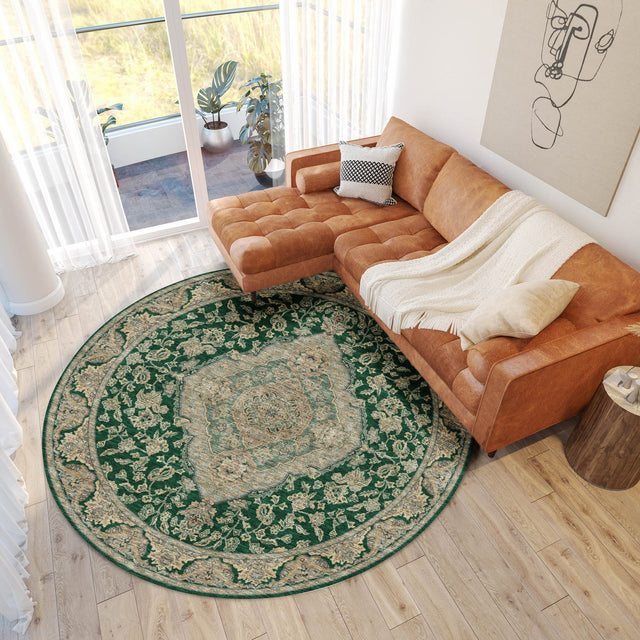 Dalyn Hatay HY3 Emerald Rug shown in a room