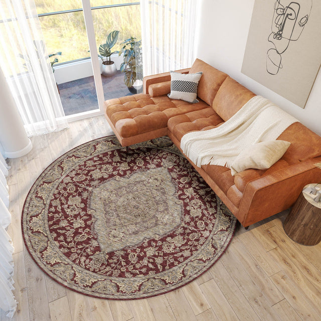 Dalyn Hatay HY3 Garnet Rug shown in a room