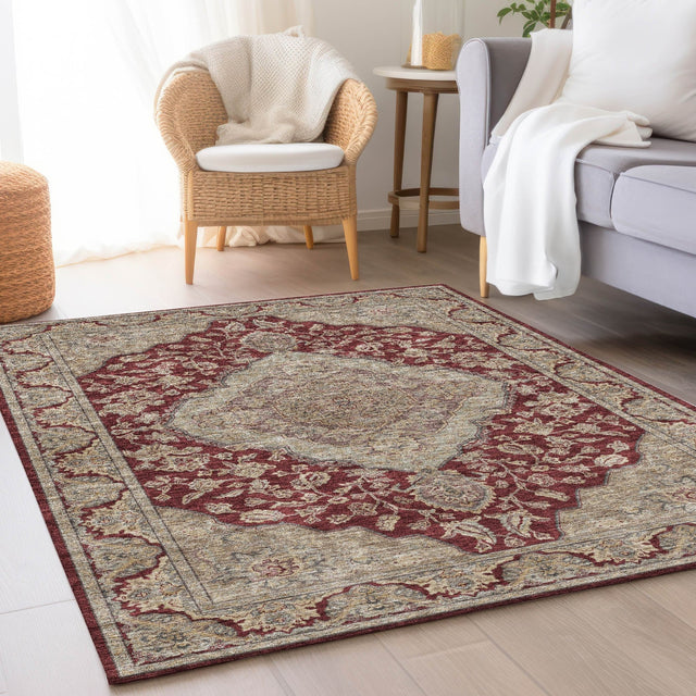 Dalyn Hatay HY3 Garnet Rug shown in a room