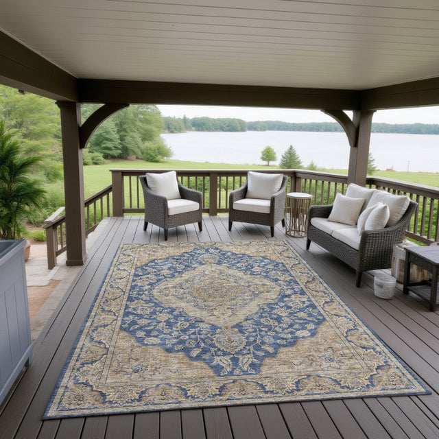 Dalyn Hatay HY3 Navy Rug outdoor lifestyle image