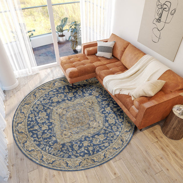 Dalyn Hatay HY3 Navy Rug shown in a room