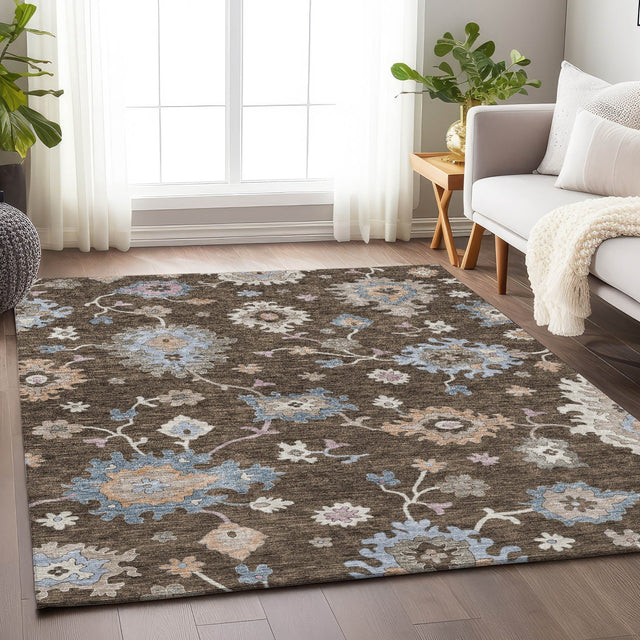 Dalyn Hatay HY4 Chocolate Rug shown in a room