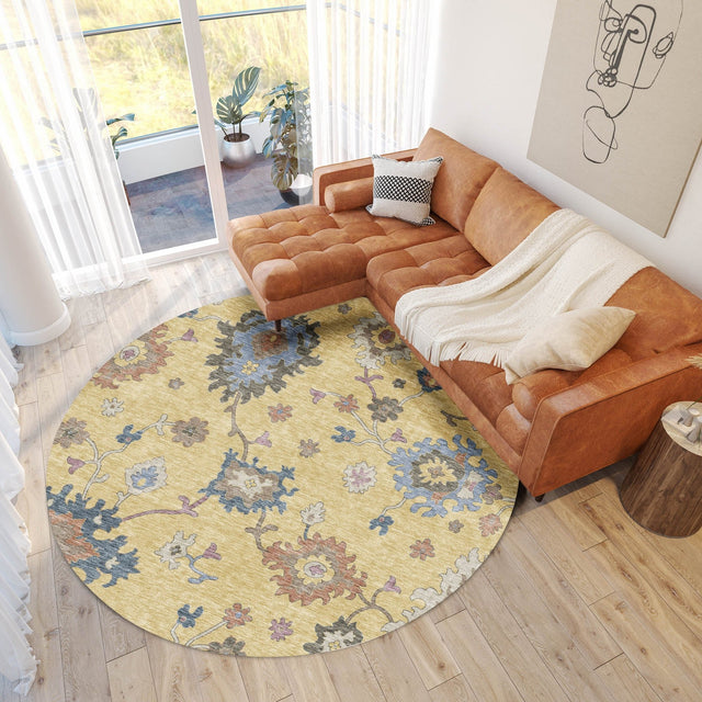 Dalyn Hatay HY4 Gold Rug shown in a room