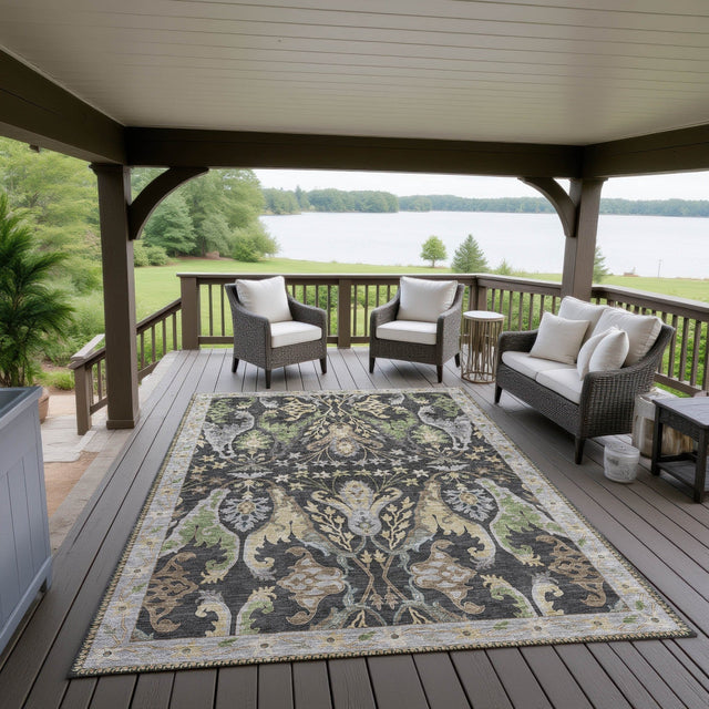 Dalyn Hatay HY6 Black Rug outdoor lifestyle image