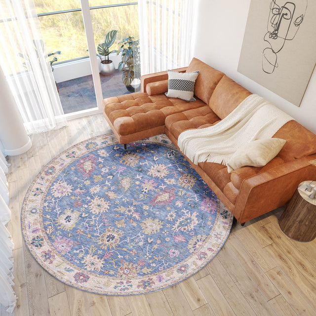 Dalyn Hatay HY7 Blue Rug shown in a room