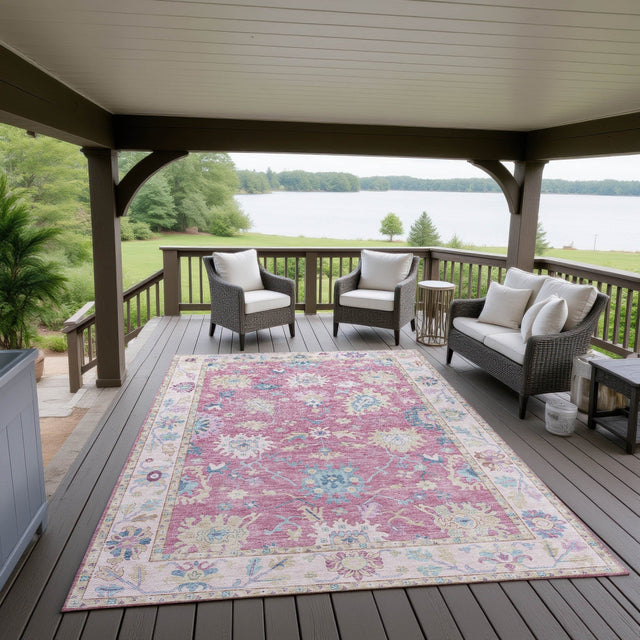 Dalyn Hatay HY7 Pink Rug outdoor lifestyle image
