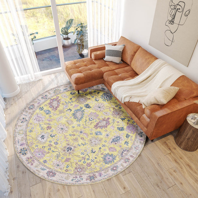Dalyn Hatay HY7 Yellow Rug shown in a room