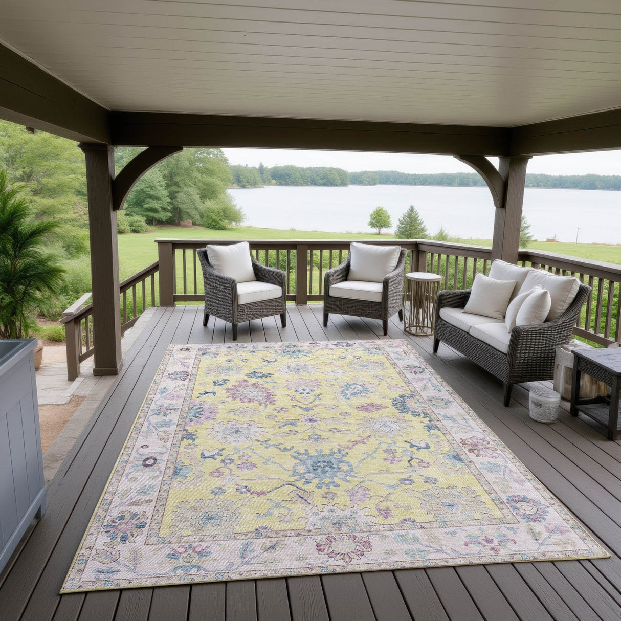 Dalyn Hatay HY7 Yellow Rug outdoor lifestyle image