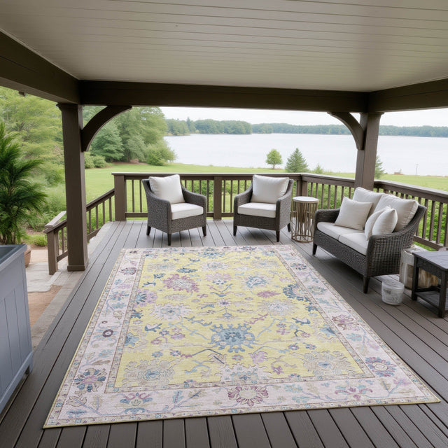 Dalyn Hatay HY7 Yellow Rug outdoor lifestyle image