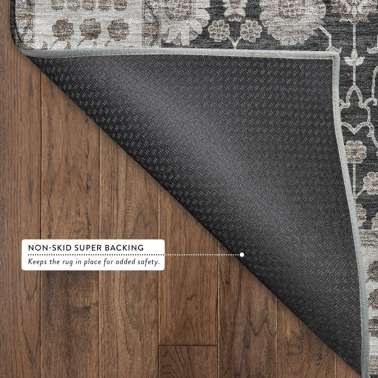 Dalyn Hatay HY8 Black Rug backing detail