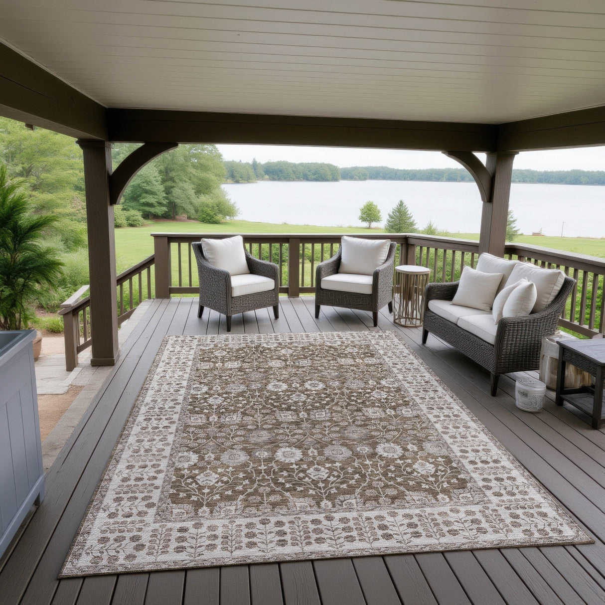 Dalyn Hatay HY8 Chocolate Rug outdoor lifestyle image