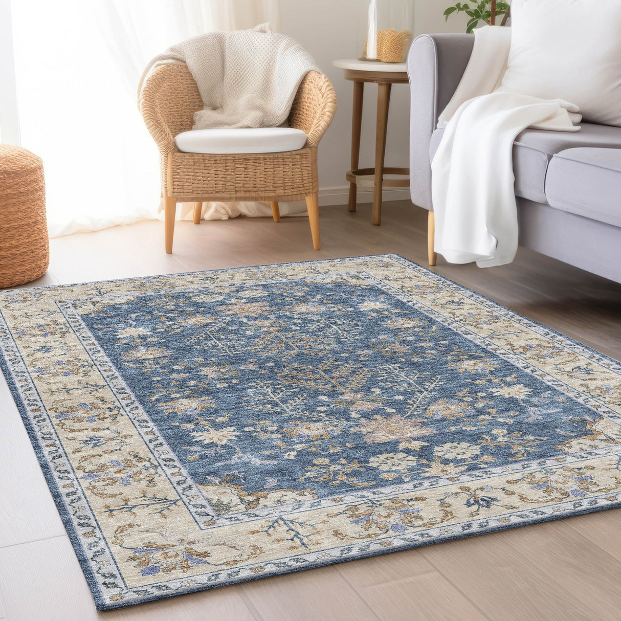 Dalyn Hatay HY9 Blue Rug shown in a room