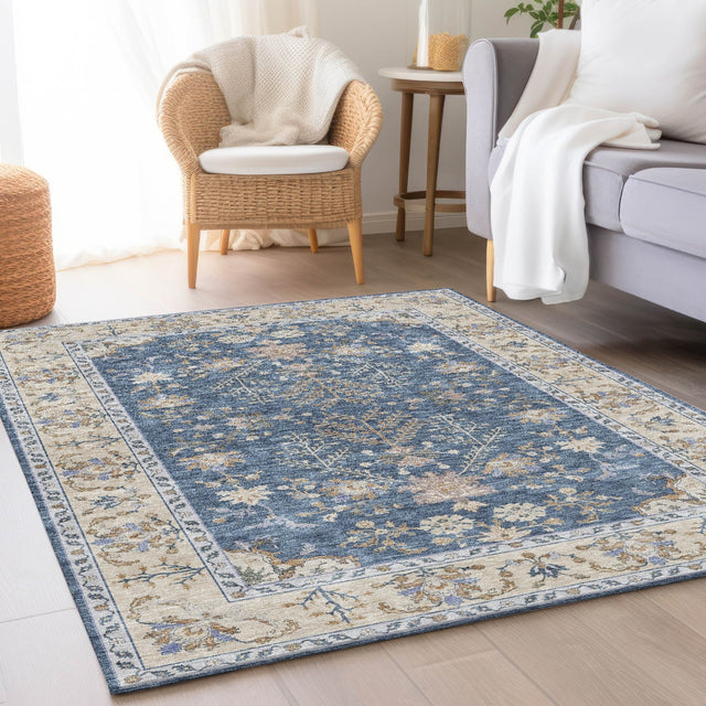 Dalyn Hatay HY9 Blue Rug shown in a room