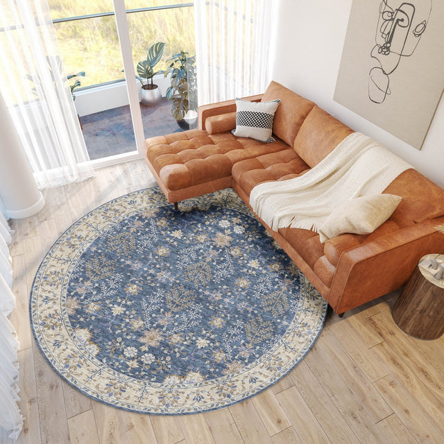 Dalyn Hatay HY9 Blue Rug shown in a room