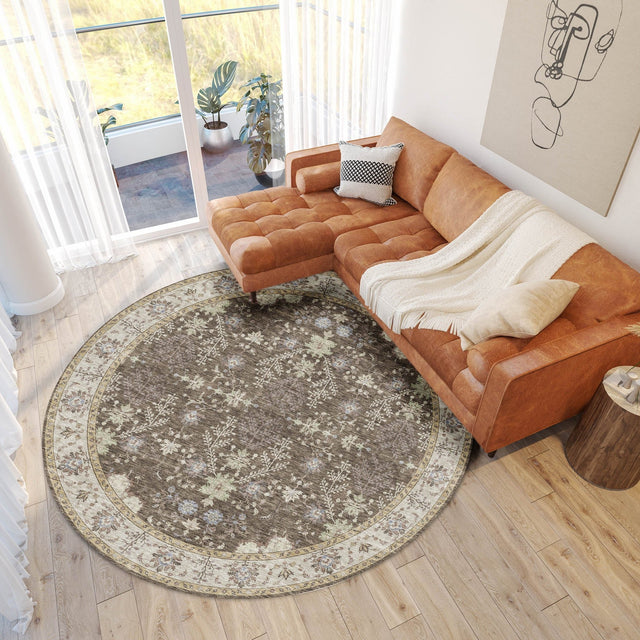 Dalyn Hatay HY9 Brown Rug shown in a room
