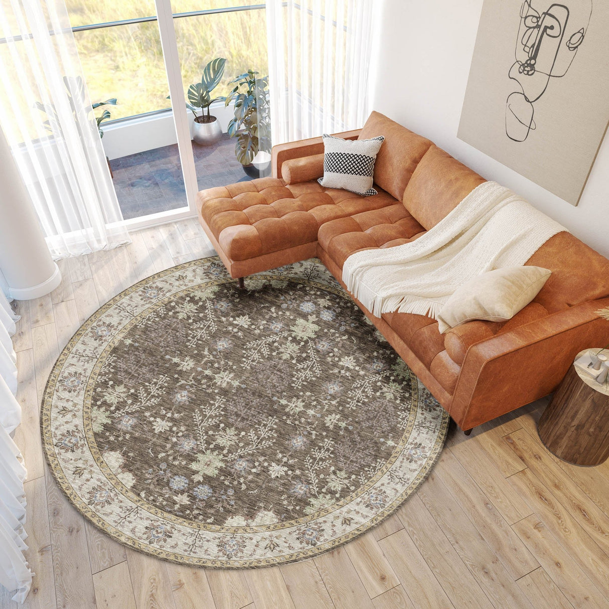 Dalyn Hatay HY9 Brown Rug shown in a room