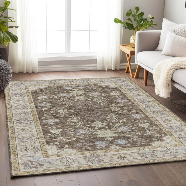Dalyn Hatay HY9 Brown Rug shown in a room