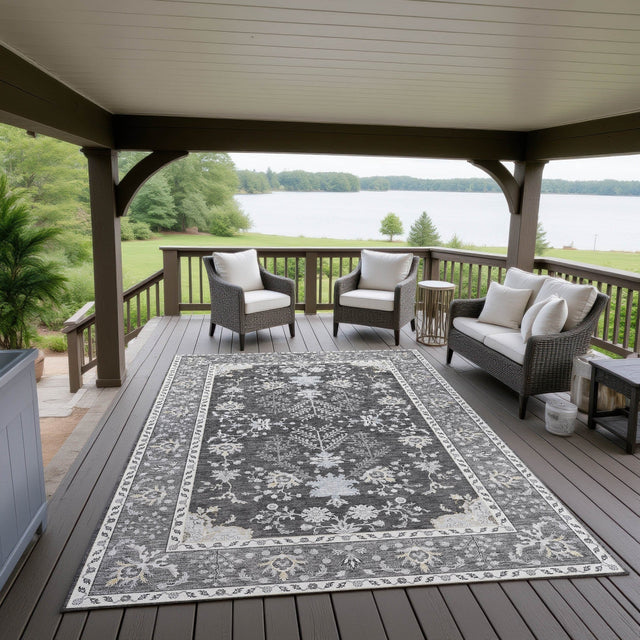Dalyn Hatay HY9 Charcoal Rug outdoor lifestyle image