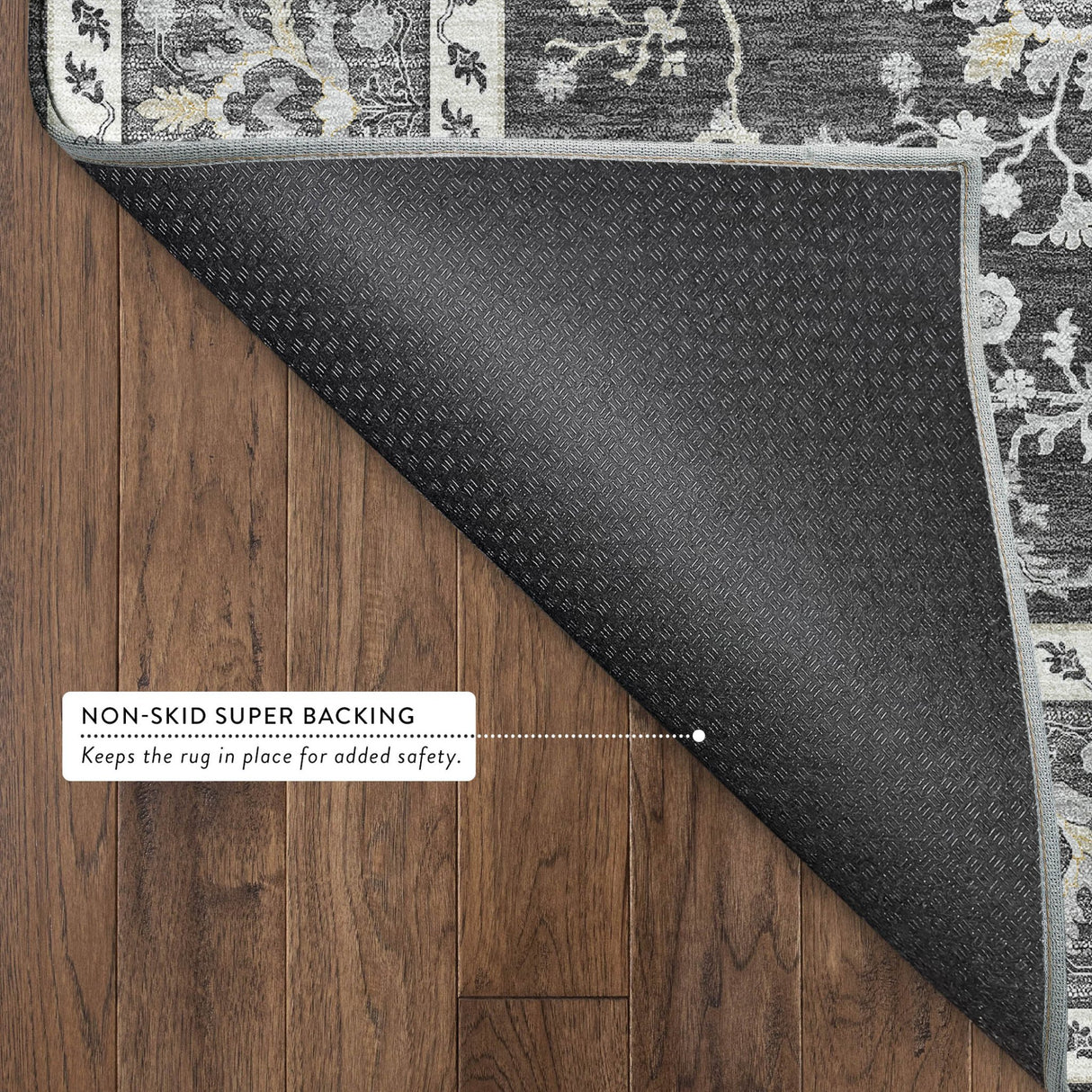Dalyn Hatay HY9 Charcoal Rug backing detail