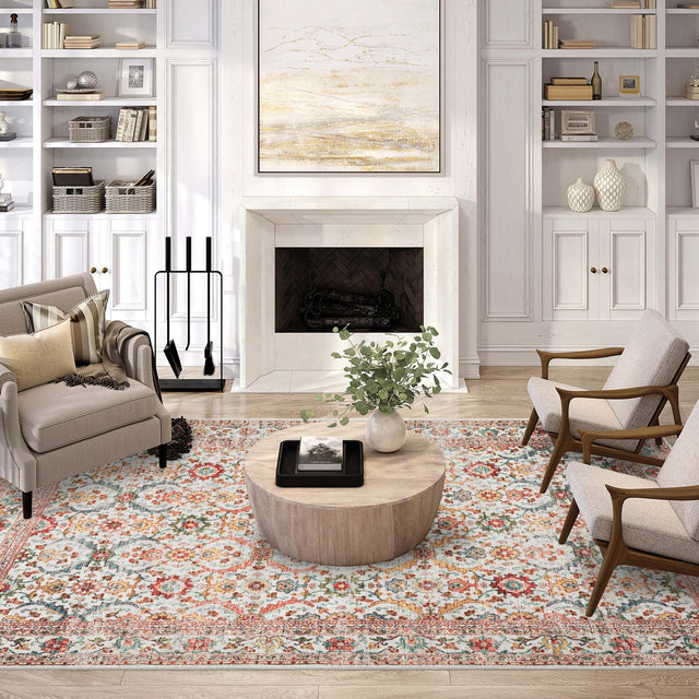Dalyn Jericho JC1 Ivory Rug shown in a room