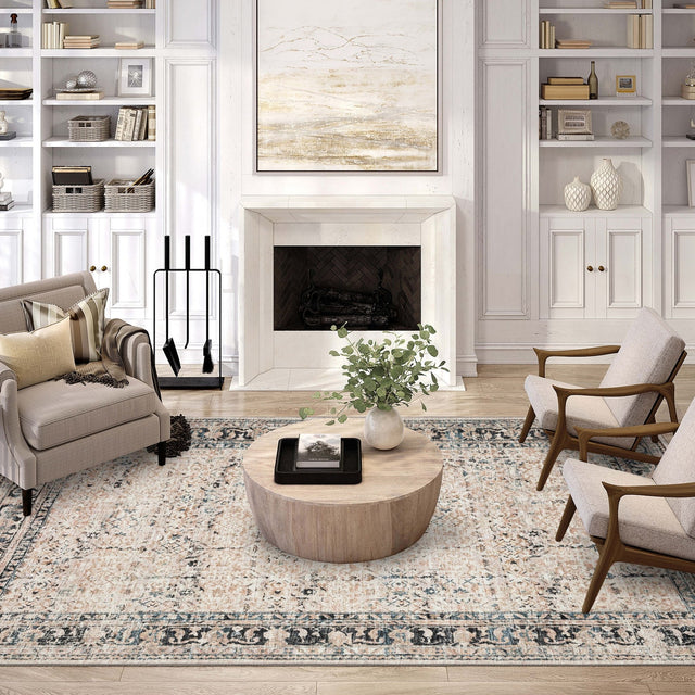 Dalyn Jericho JC10 Taupe Rug shown in a room