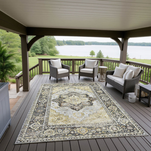 Dalyn Jericho JC2 Pewter Rug outdoor lifestyle image