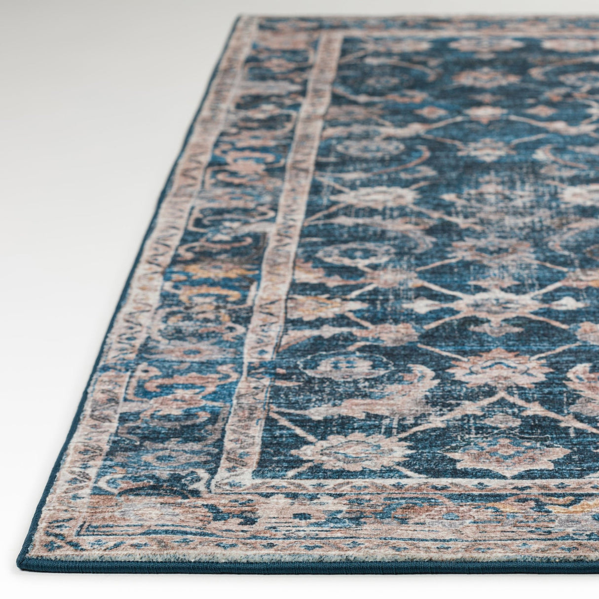 Dalyn Jericho JC4 Navy Rug finished edge detail