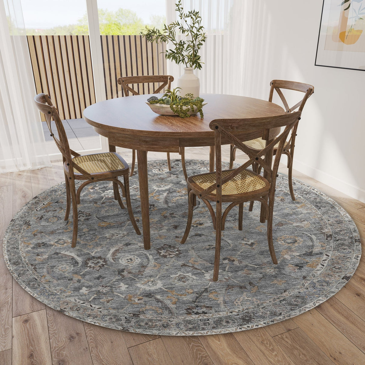 Dalyn Jericho JC4 Silver Rug shown in a room