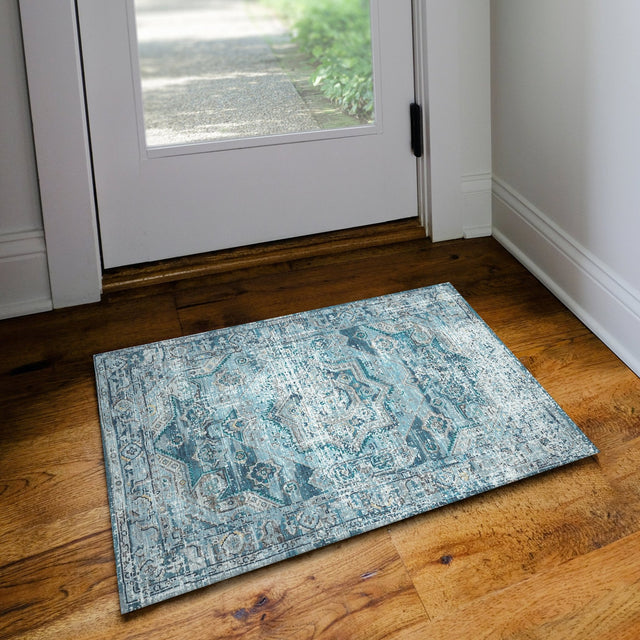 Dalyn Jericho JC5 Denim Rug shown in a room