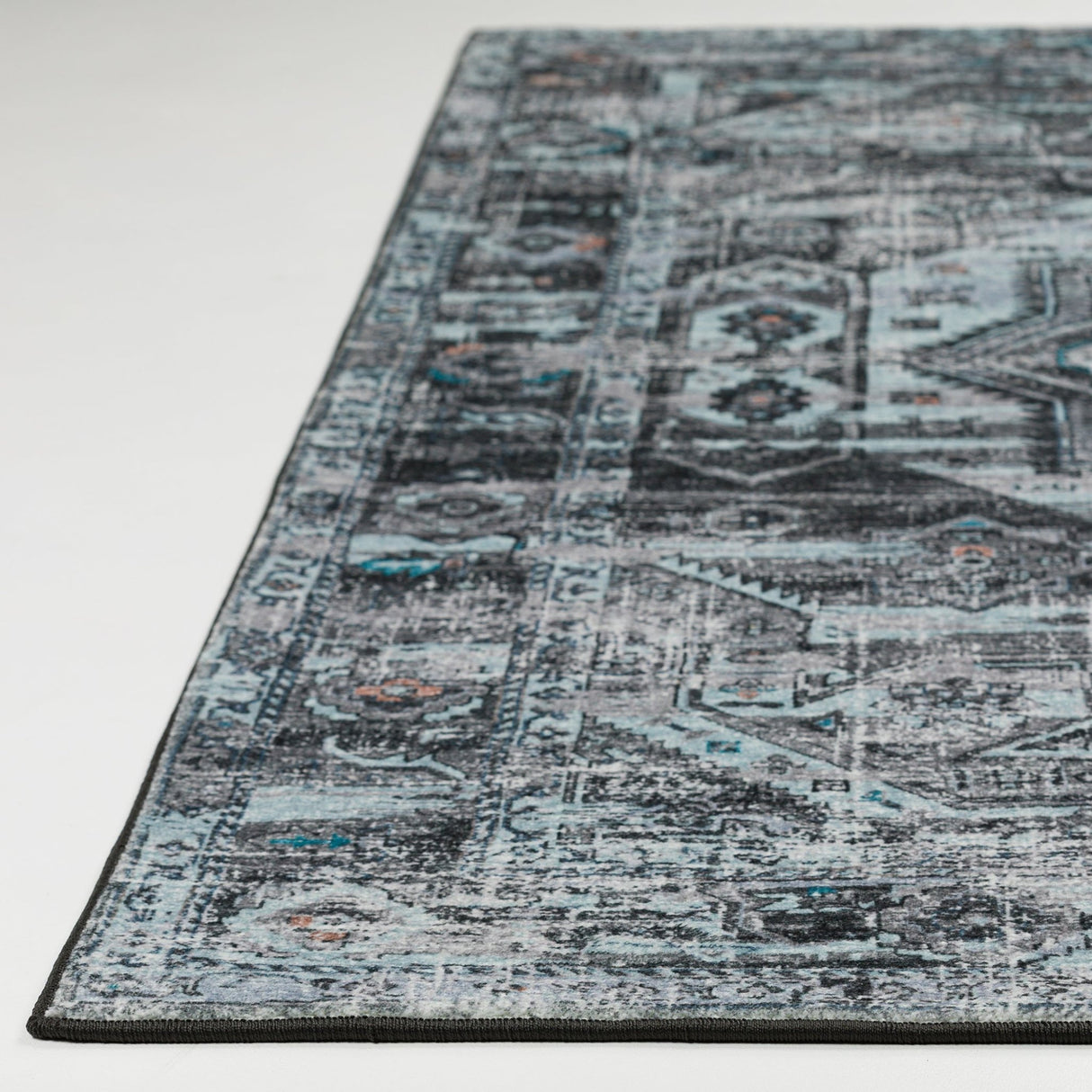 Dalyn Jericho JC5 Steel Rug finished edge detail