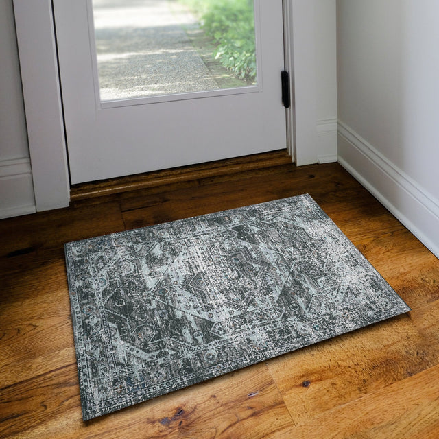 Dalyn Jericho JC5 Steel Rug shown in a room