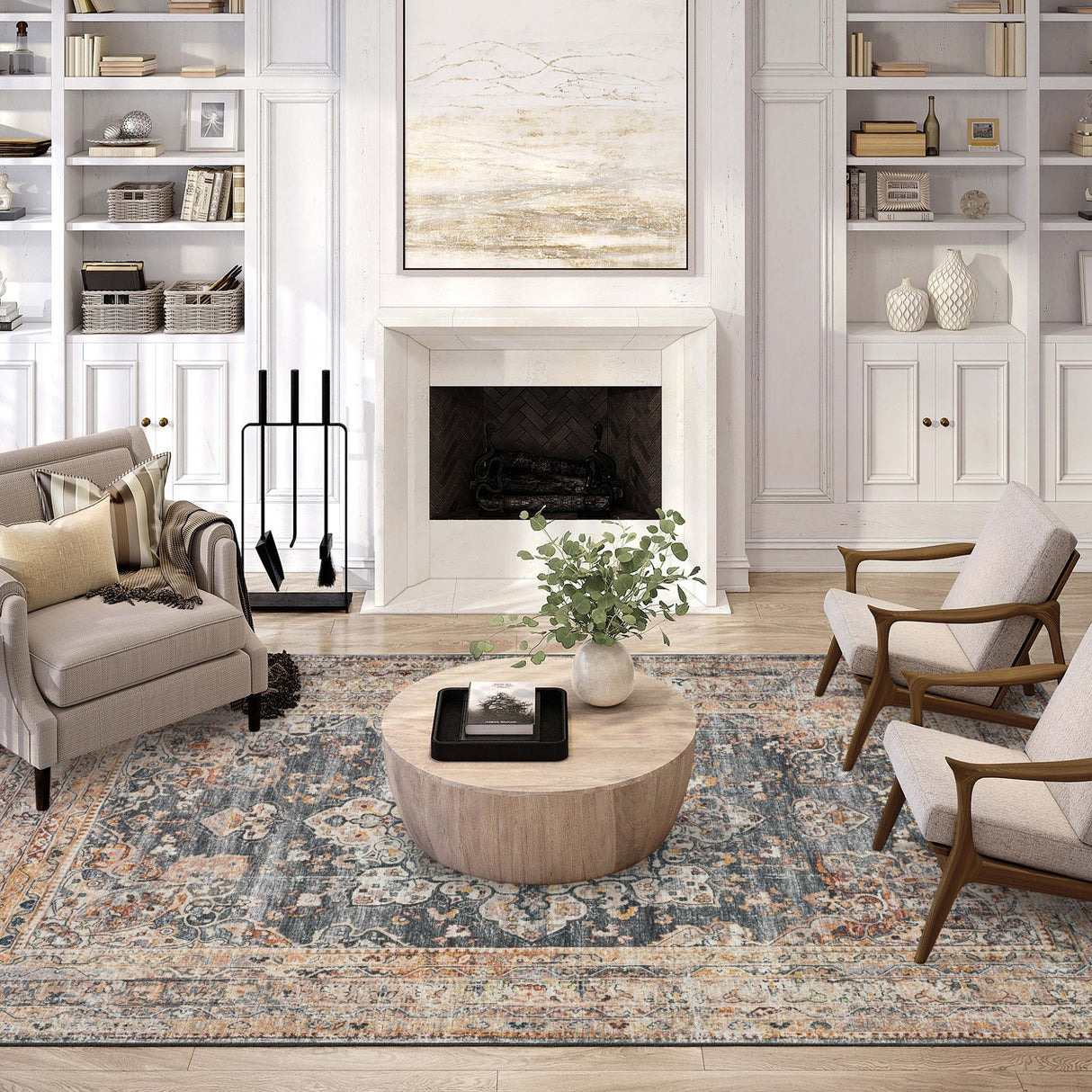 Dalyn Jericho JC6 Charcoal Rug shown in a room
