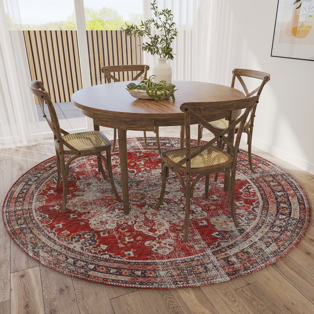 Dalyn Jericho JC6 Garnet Rug shown in a room
