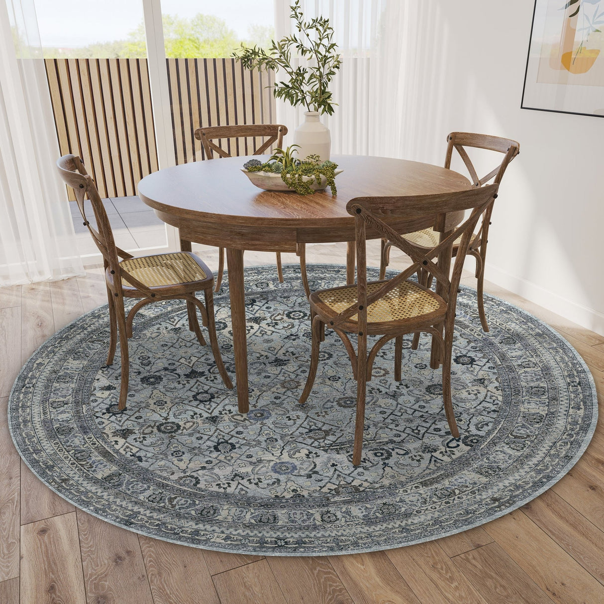 Dalyn Jericho JC7 Pewter Rug shown in a room