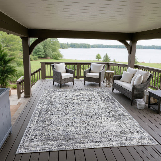 Dalyn Jericho JC7 Pewter Rug outdoor lifestyle image