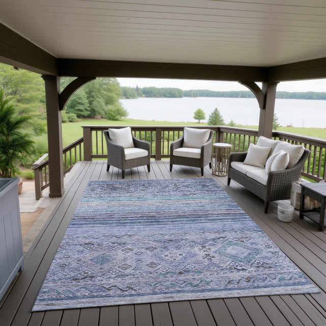 Dalyn Karaj KJ4 Blue Rug outdoor lifestyle image
