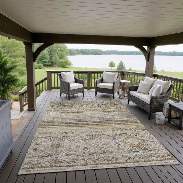 Dalyn Karaj KJ4 Brown Rug outdoor lifestyle image