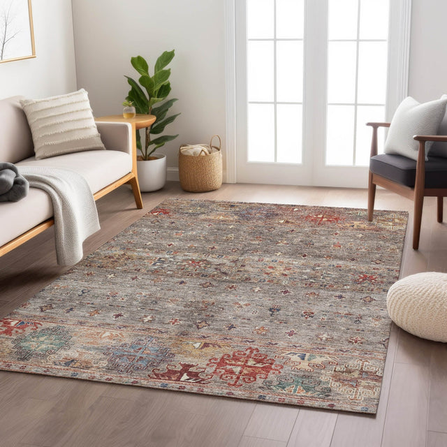 Dalyn Karaj KJ5 Gray Rug shown in a room