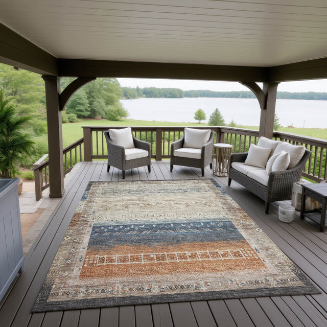 Dalyn Karaj KJ7 Brown Rug outdoor lifestyle image