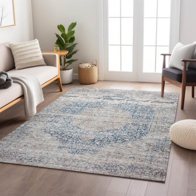 Dalyn Karaj KJ8 Blue Rug shown in a room