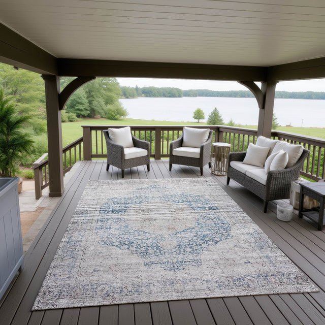Dalyn Karaj KJ8 Blue Rug outdoor lifestyle image
