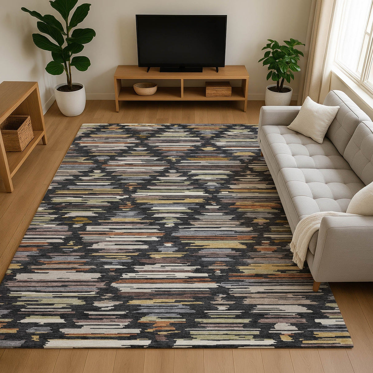 Dalyn Kenner KN2 Black Rug shown in a room