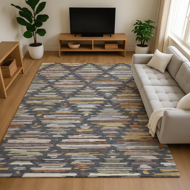 Dalyn Kenner KN2 Charcoal Rug shown in a room