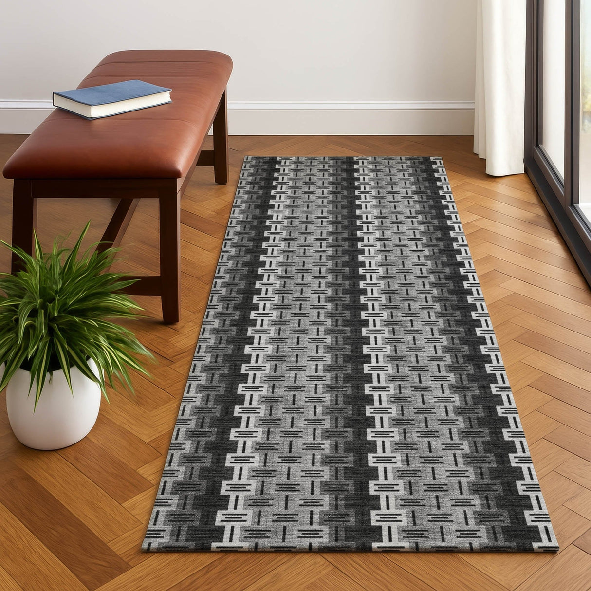 Dalyn Kenner KN3 Black Rug shown in a room