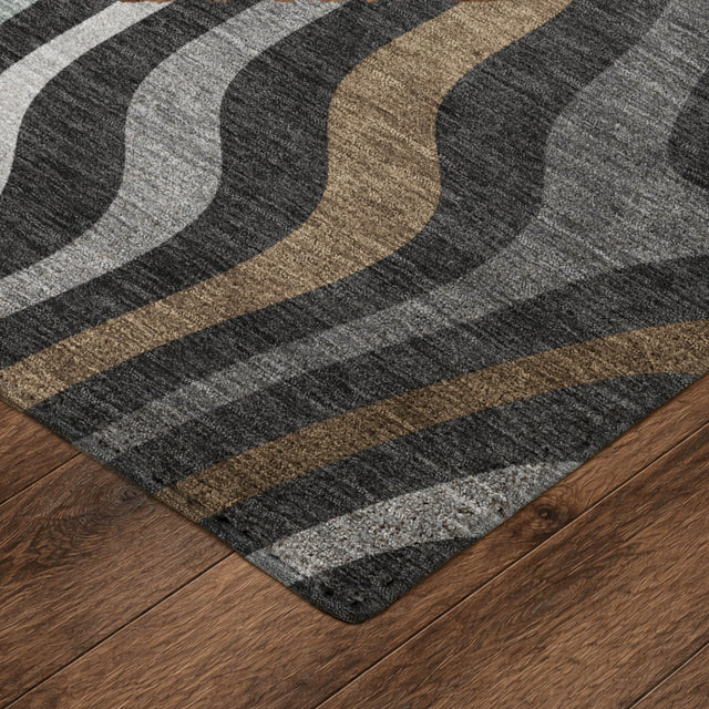 Dalyn Kenner KN4 Black Rug corner detail