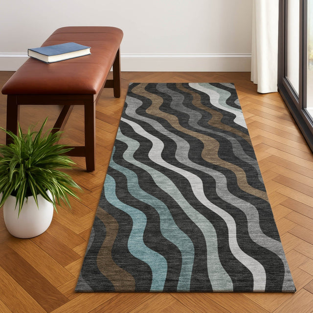 Dalyn Kenner KN4 Black Rug shown in a room